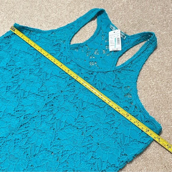 🔥 3/$20  Maurice’s aqua turquoise stretch lace racerback tank top sz Lg - Picture 8 of 9